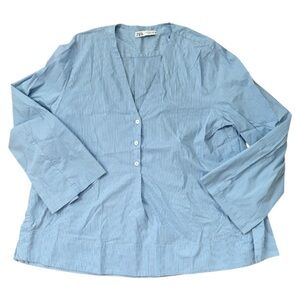 Zara Light Blue Pinstripe Oversized Blouse | Scandi Lagenlook | Size M